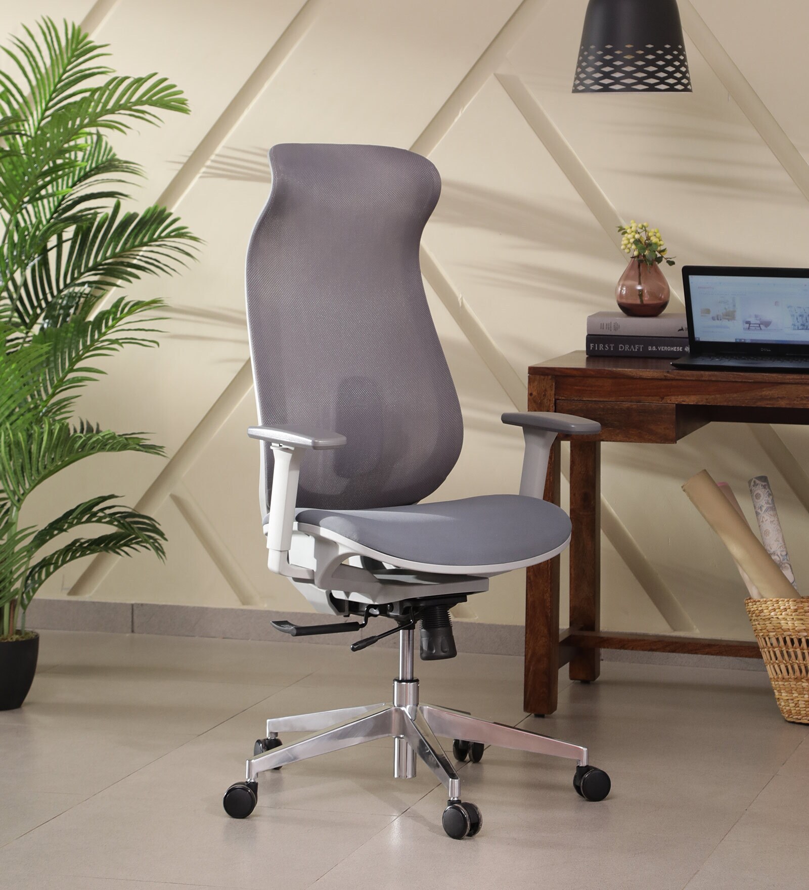 Buy Esma Breathable Mesh Ergonomic Chair in Grey Colour at 15 OFF by