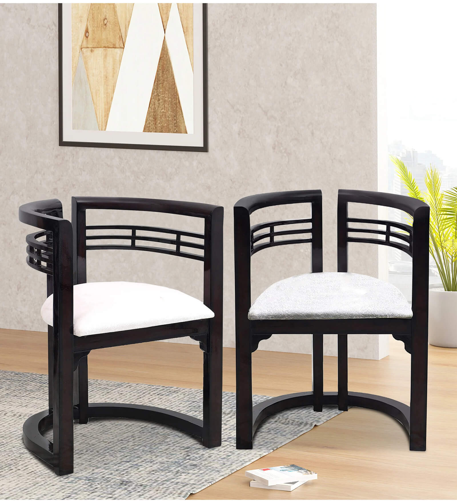 Espino Teak Wood Arm Chair In Brown Finish (Set of 2)