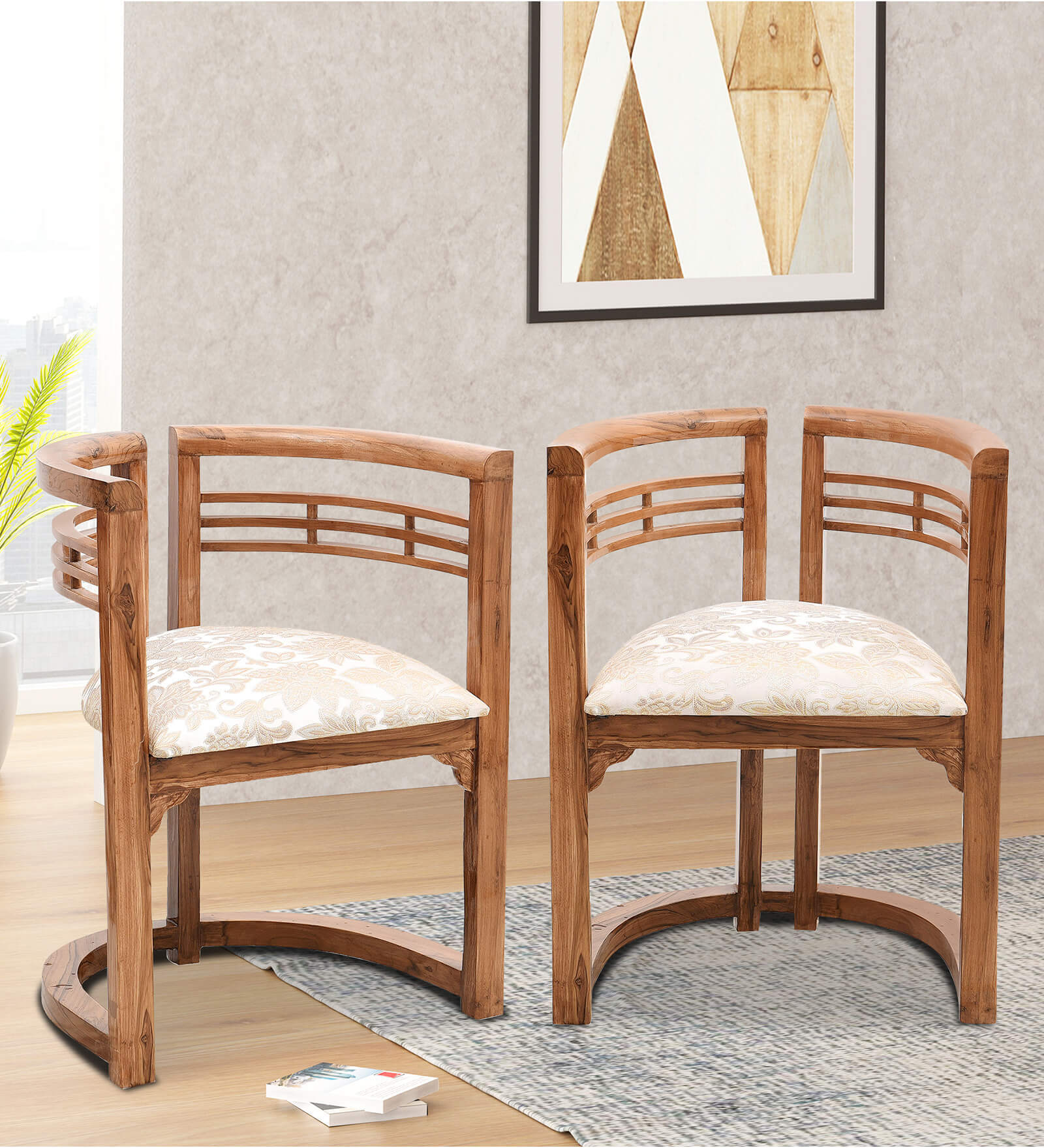 Espino Teak Wood Arm Chair In Teak Finish (Set of 2)