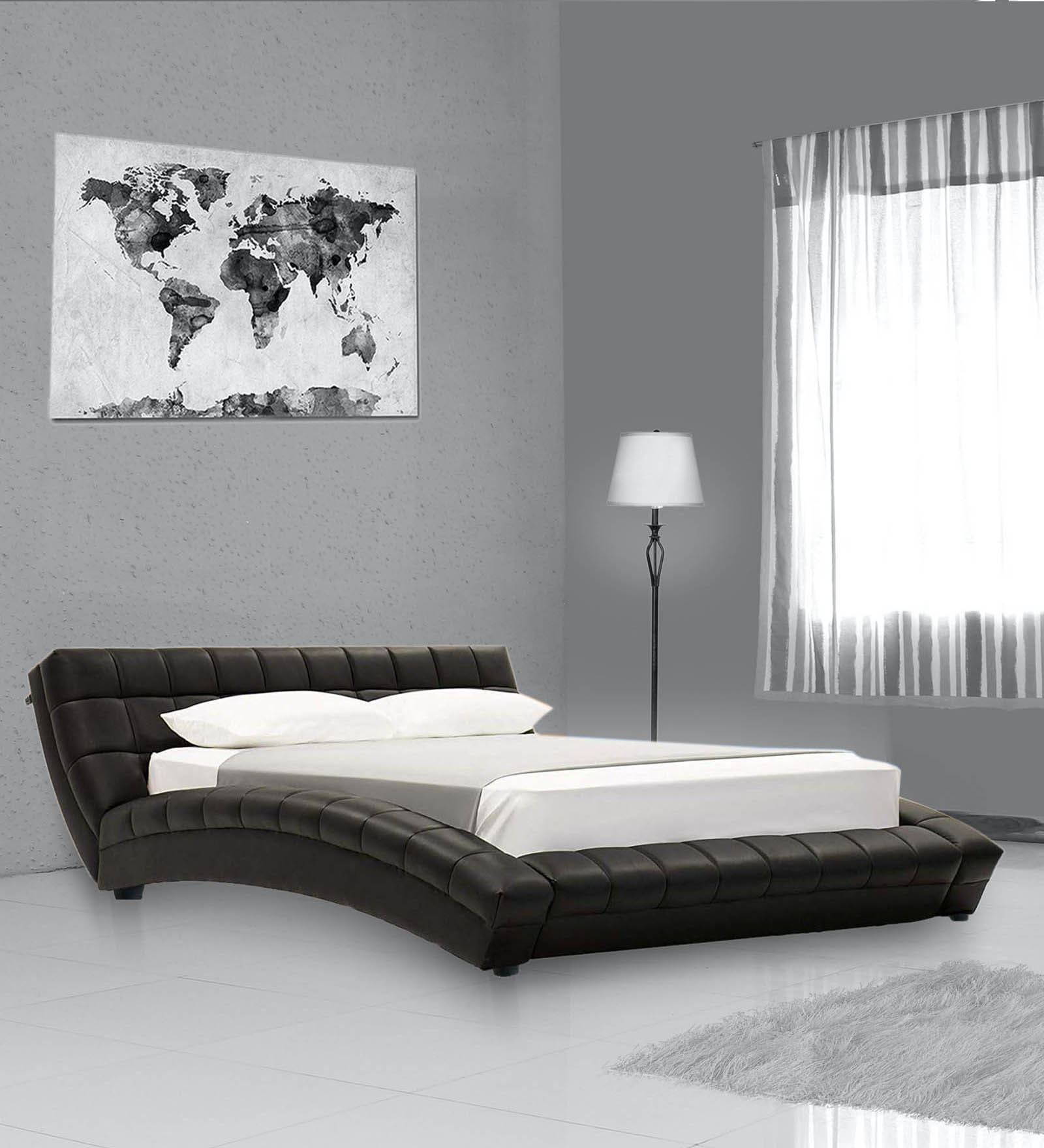 Buy Essential King Size Upholstered Bed In Black Colour By Dreamzz ...