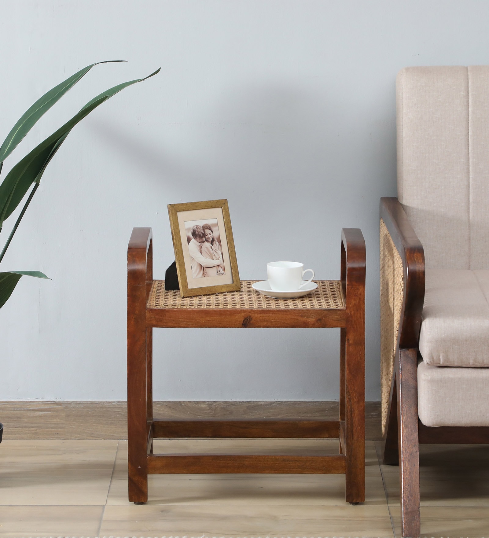 Estep Mango Wood End Table In Walnut Finish