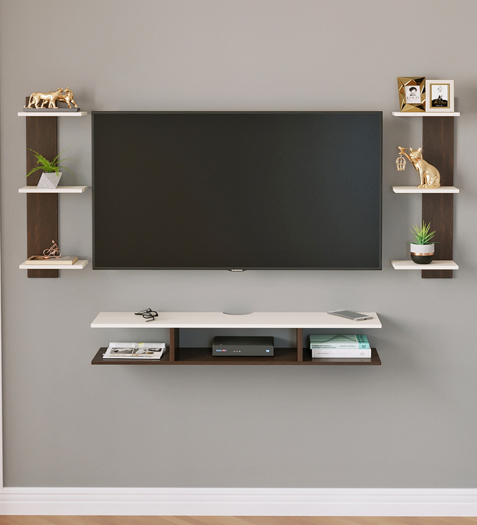 Buy Estoye TV Unit in Wenge & White Finish for TVs up to 43\ Online