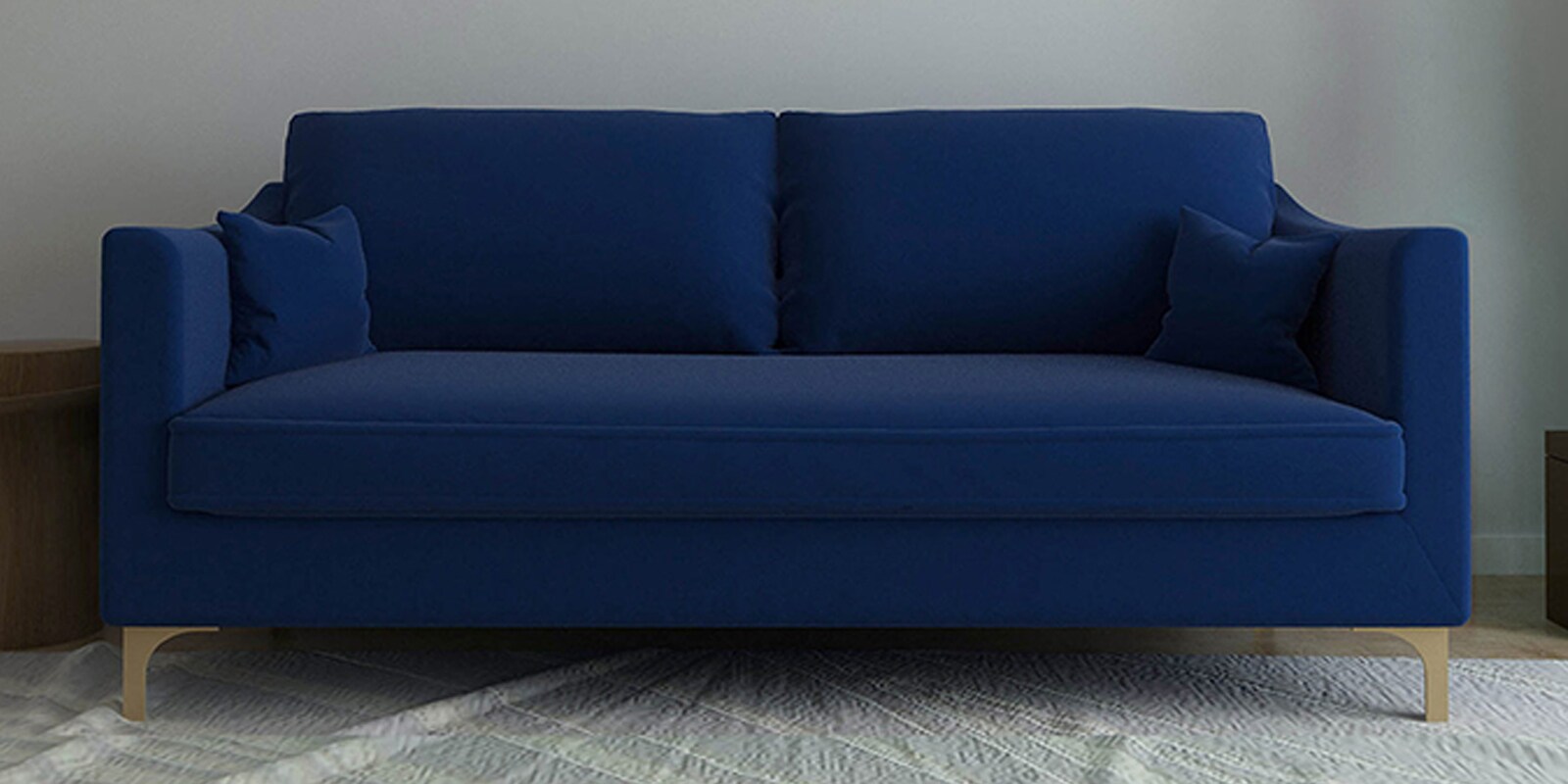 Esteban Velvet 3 Seater Sofa in Midnight Blue Colour