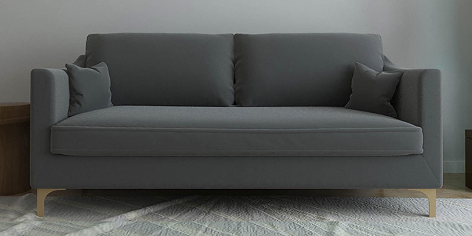 Esteban Velvet 3 Seater Sofa in Carbon Grey Colour