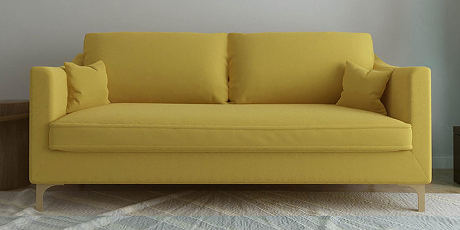 Esteban Velvet 3 Seater Sofa in Yellow Colour