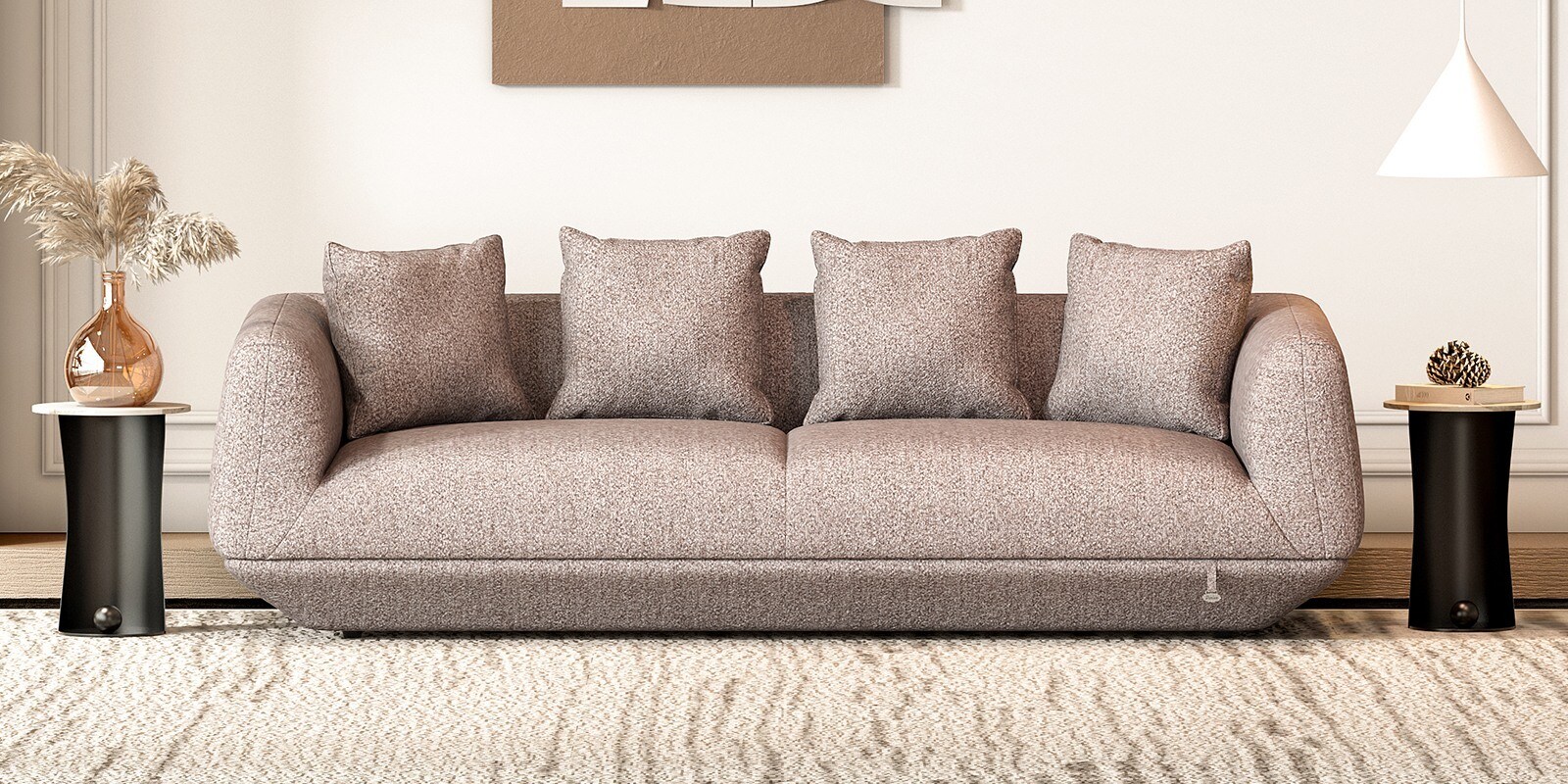 Estelle 3 Seater Sofa In Brown Finish