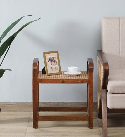 Estep Mango Wood End Table In Walnut Finish