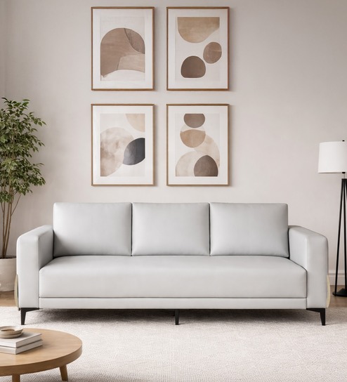 Estero 3 Seater Leatherette Sofa In Grey Color.