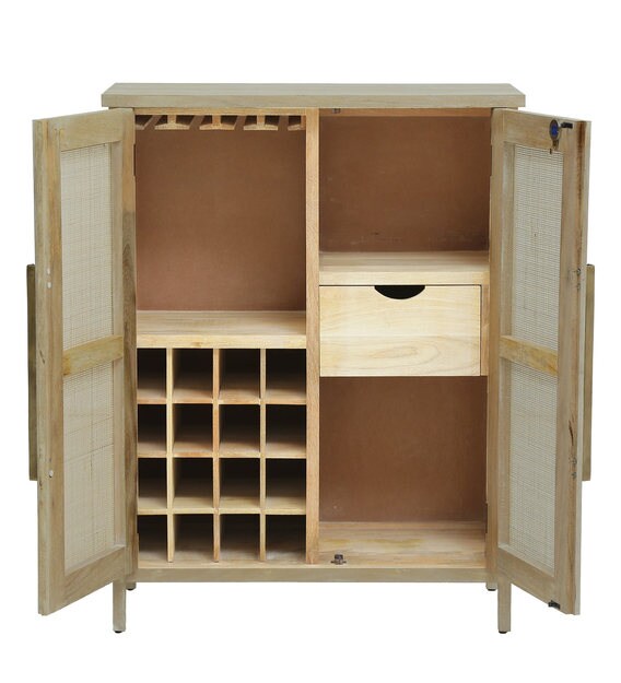 Buy Essex Solid Wood Bar with Cane Work in Heritage White