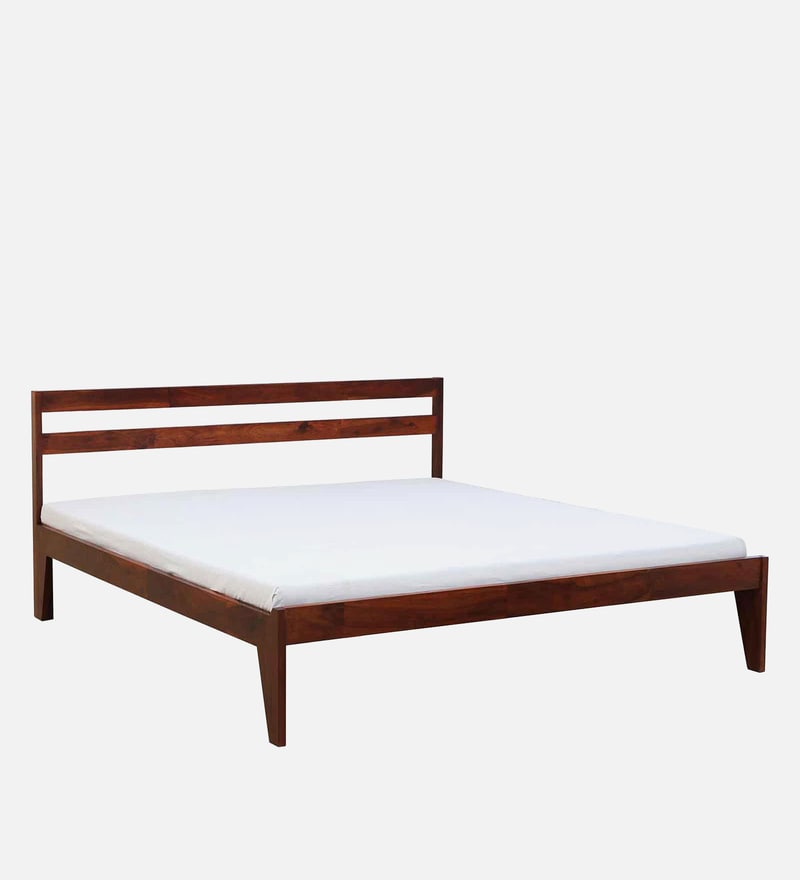 Buy Kemer Sheesham Wood King Size Bed In Honey Oak Finish Online Modern King Size Beds Beds