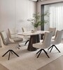 Esmeralda 6 Seater Dining Set In Beige Colour With Matte Finish Esmeralda 6 Seater Dining Set In Beige Colour With Matte Finish