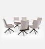 Esmeralda 6 Seater Dining Set In Beige Colour With Matte Finish Esmeralda 6 Seater Dining Set In Beige Colour With Matte Finish
