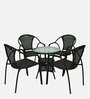 Esperance Wicker Table And Chair Set In Black Finish