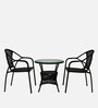 Esperance Wicker Table And Chair Set In Black Finish