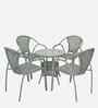 Esperance Wicker Table And Chair ( With 4 Chairs )Set In White And Black Finish