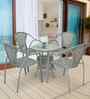 Esperance Wicker Table And Chair ( With 4 Chairs )Set In White And Black Finish