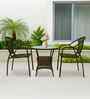 Esperance Wicker Table And Chair Set ( With 2 Chairs ) In Beige And Brown Finish