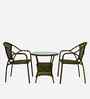 Esperance Wicker Table And Chair Set ( With 2 Chairs ) In Beige And Brown Finish