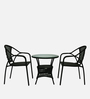 Esperance Wicker Table And Chair Set In Black Finish