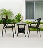 Esperance Wicker Table And Chair Set In Black Finish