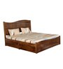 Espiral Sheesham Wood King Size Bed With Drawer Storage In Provincial Teak Finish