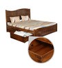 Espiral Sheesham Wood King Size Bed With Drawer Storage In Provincial Teak Finish