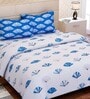 Blue Abstract 144 TC Cotton Queen Sized Bed Sheets with 2 Pillow Covers