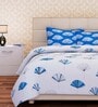 Blue Abstract 144 TC Cotton Queen Sized Bed Sheets with 2 Pillow Covers