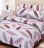 Pink Floral 144 TC Cotton Queen Sized Bed Sheets with 2 Pillow Covers