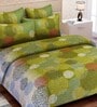 Green Floral 144 TC Cotton Queen Sized Bed Sheets with 2 Pillow Covers