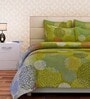 Green Floral 144 TC Cotton Queen Sized Bed Sheets with 2 Pillow Covers