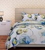 Green Floral 144 TC Cotton Queen Sized Bed Sheets with 2 Pillow Covers