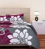 Grey Floral 144 TC Cotton Queen Sized Bed Sheets with 2 Pillow Covers
