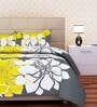 Grey Floral 144 TC Cotton Queen Sized Bed Sheets with 2 Pillow Covers