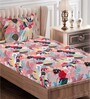 Pink Floral 144 TC Cotton Single Bed Sized Bed Sheets With 1 Pillow Cover