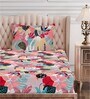 Pink Floral 144 TC Cotton Single Bed Sized Bed Sheets With 1 Pillow Cover