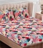 Pink Floral 144 TC Cotton Queen Sized Bed Sheets with 2 Pillow Covers