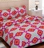 Pink Abstract 144 TC Cotton Queen Sized Bed Sheets with 2 Pillow Covers