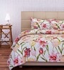 Red Floral Cotton Queen Sized Bed Sheets with 2 Pillow Covers