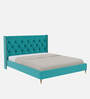 Estrella Upholstered King Size Bed In Turquoise Colour