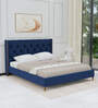 Estrella Upholstered Queen Size Bed In Midnight Blue Colour