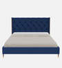 Estrella Upholstered Queen Size Bed In Midnight Blue Colour