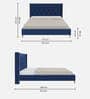 Estrella Upholstered Queen Size Bed In Midnight Blue Colour