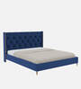 Estrella Upholstered Queen Size Bed In Midnight Blue Colour