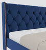 Estrella Upholstered Queen Size Bed In Midnight Blue Colour