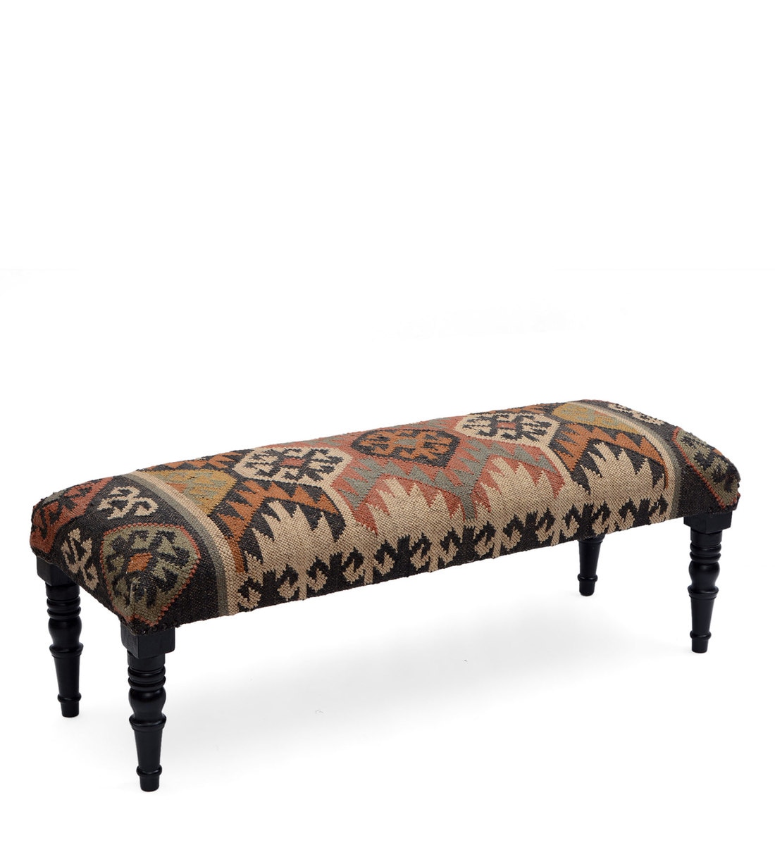 Buy Ethnic Kilim Bench in Multi Colour by Natural Furnish Online