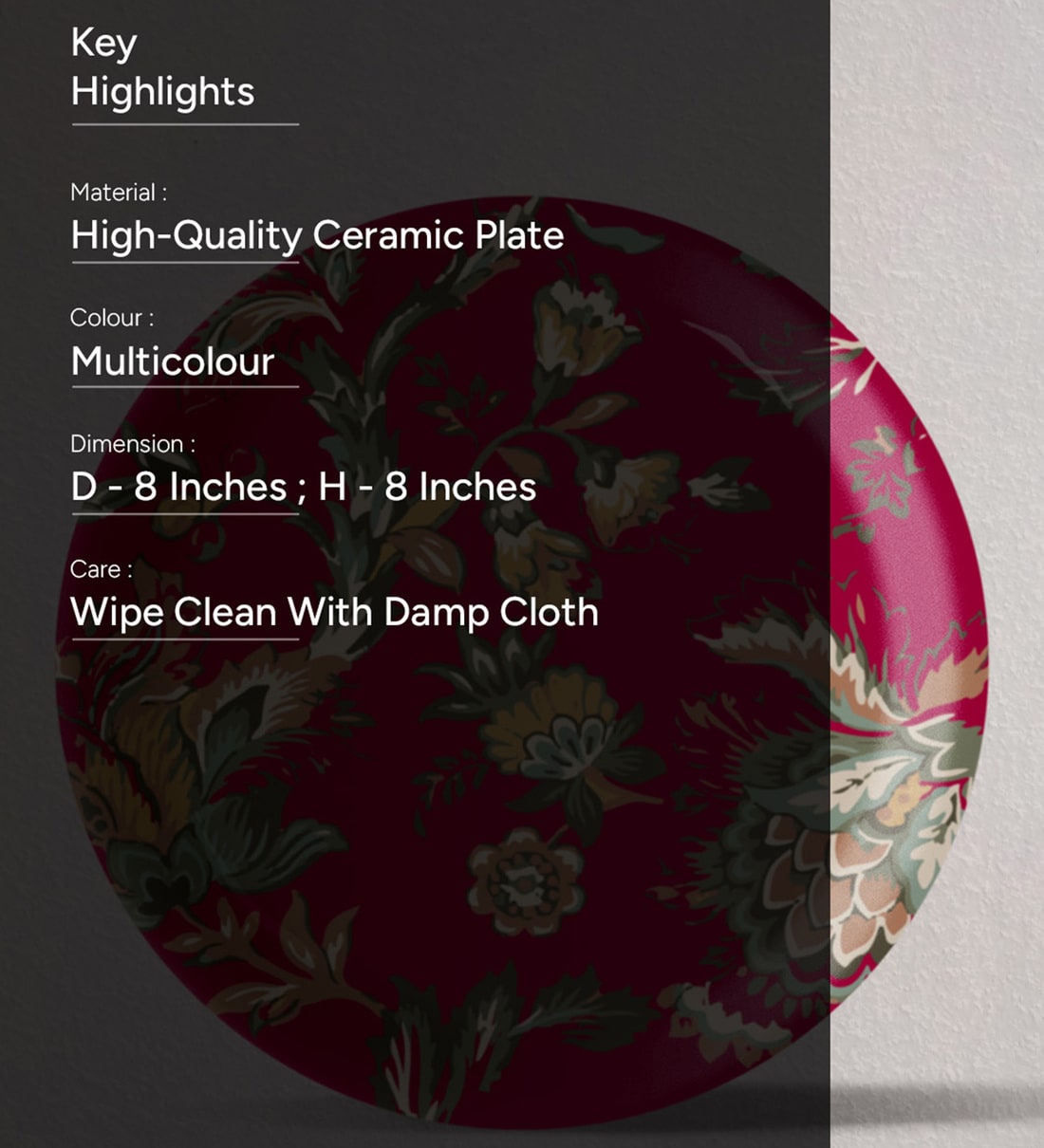 Buy Ethnic Pink Porcelain Wall Plate at 39% OFF by NestRoots