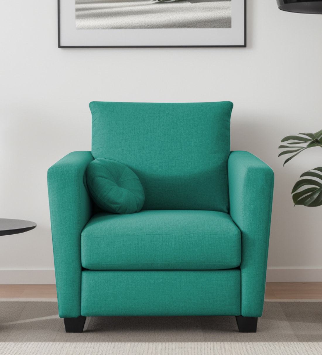 Buy Ethos Fabric 1 Seater Sofa In Cerulean Blue Colour at 30 OFF by