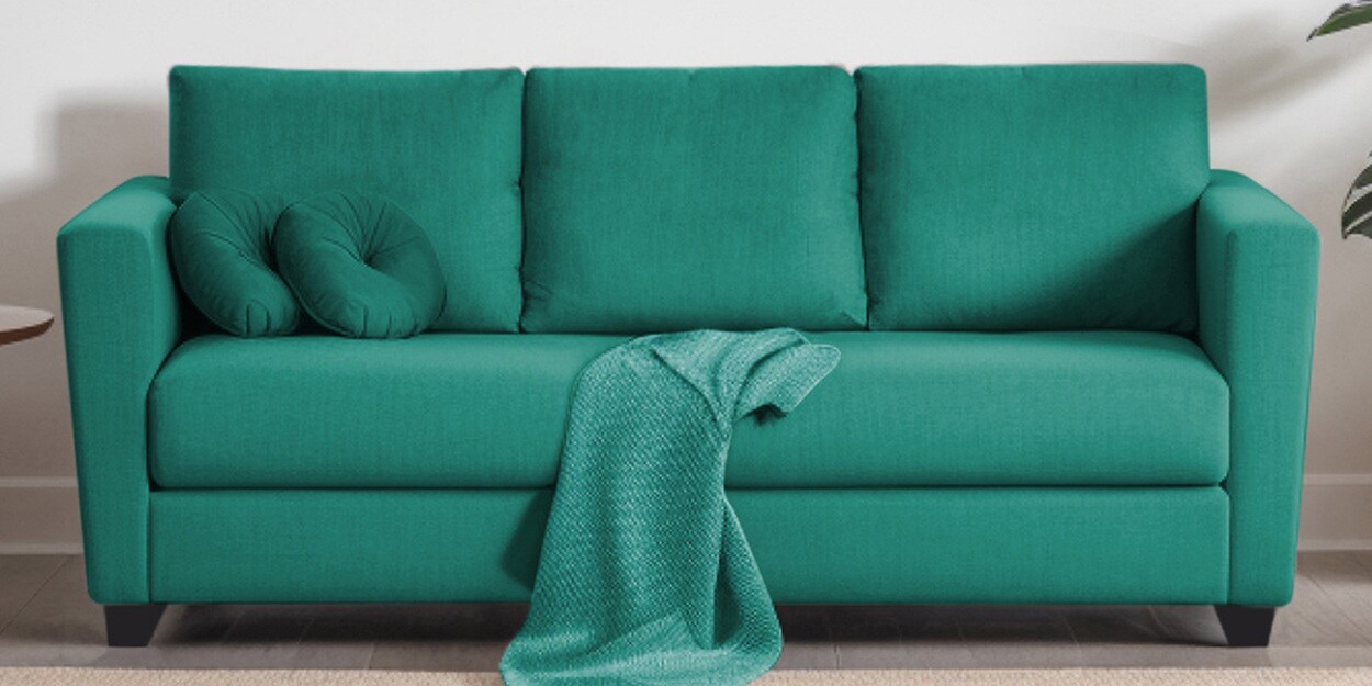 Buy Ethos Fabric 3 Seater Sofa In Cerulean Blue Colour at 50 OFF by