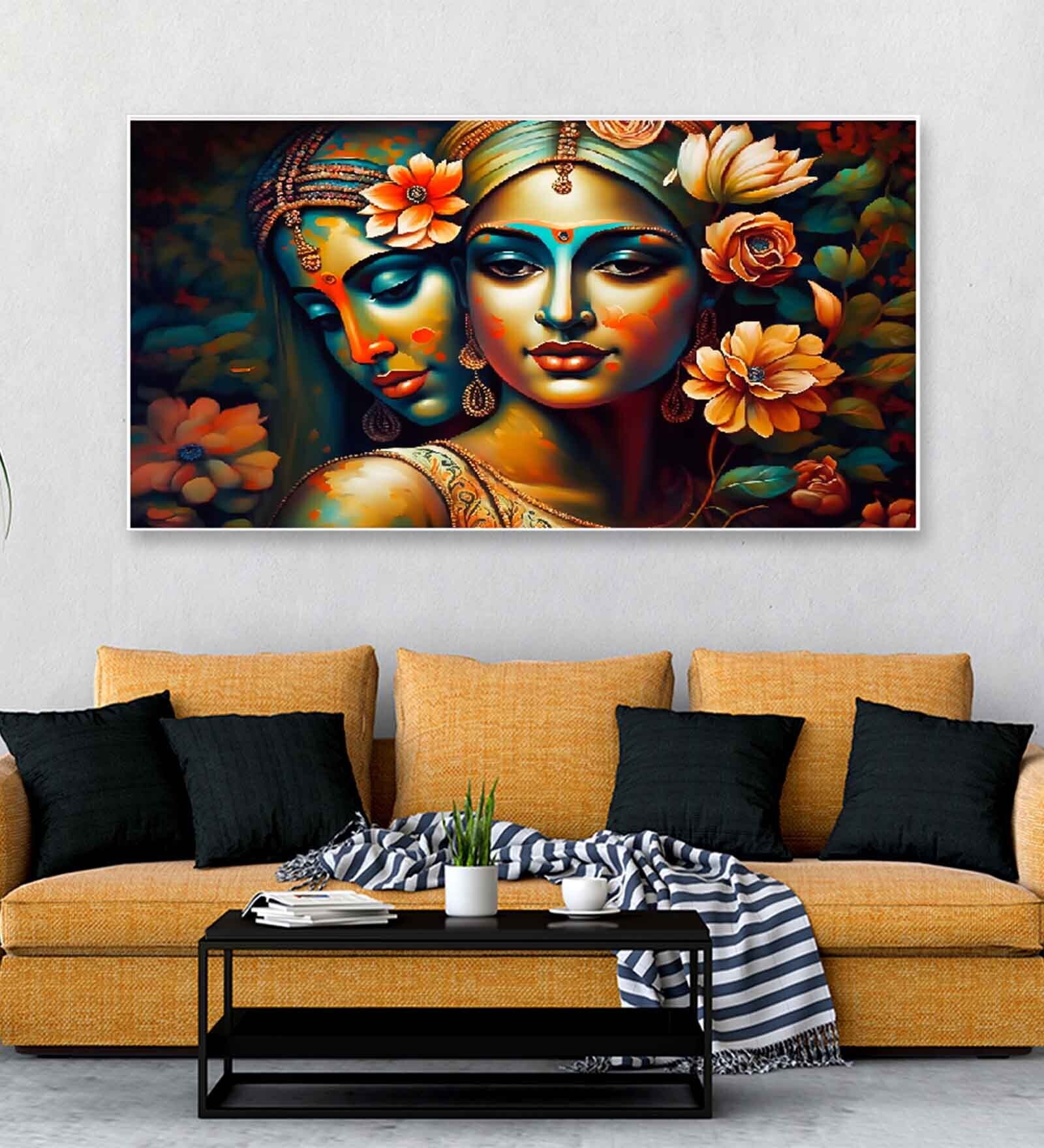 Eternal Radha Krishna Multicolour Canvas Art Print